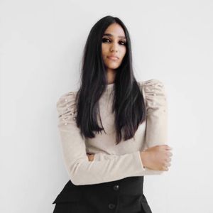 Zara Balloon Shoulder Sweater with Pearls SZ S